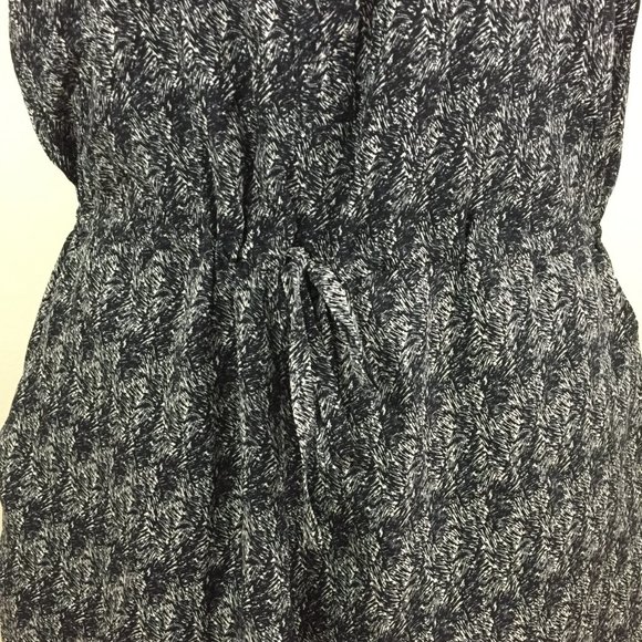 BROADWAY & BROOME Madewell Black Off White Print 100% Silk One Piece Romper - Picture 8 of 11